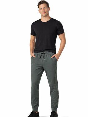 BYLT Mens Premium Active Jogger Athletic Pants Sz L Gray Tapered Zip Pocket EUC